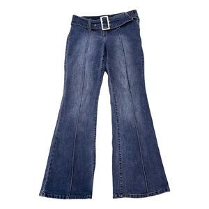 Garage Dark Blue Flare Jeans with Buckle Belt